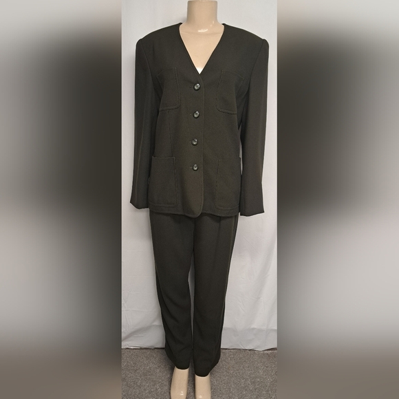 Kasper For A.S.L. 12 Three 3 Piece Suit Skirt Pants Jacket Blazer Lined Office - Picture 2 of 10